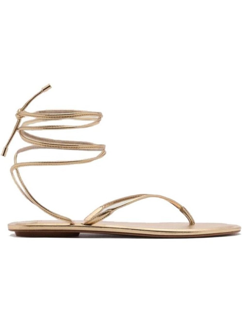 Stylish Gold Lace-Up Flat Sandals - Strappy Gladiator Flip Flops for Summer